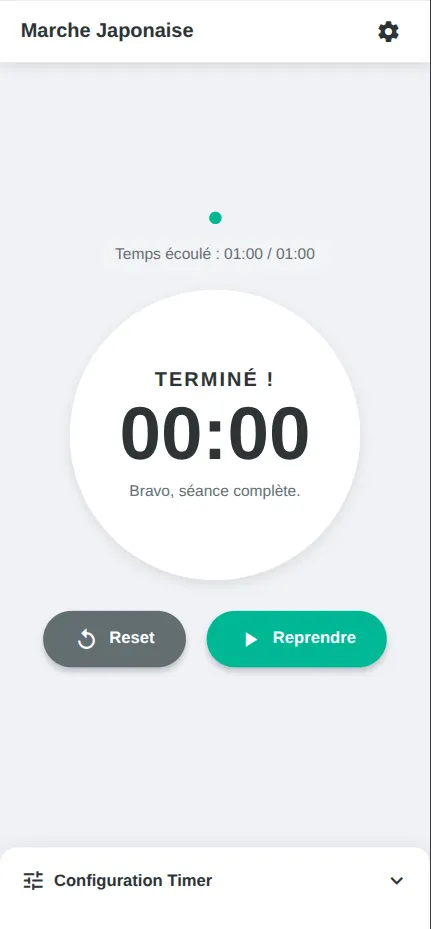 Capture d'écran de l'application gratuite de Marche fractionnée