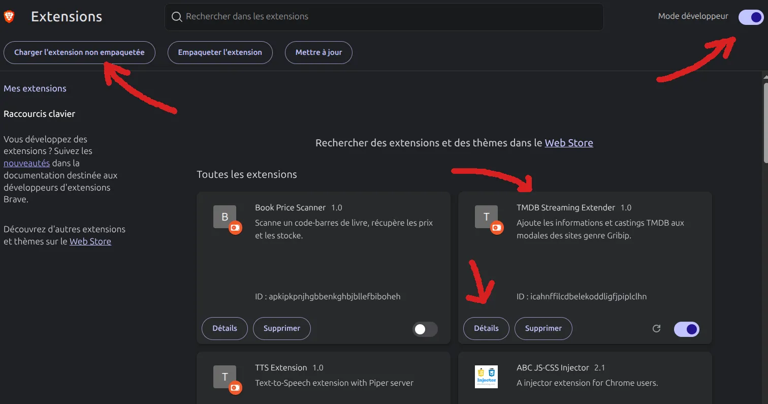 Screenshot activer mode dévellopeur pour chrome